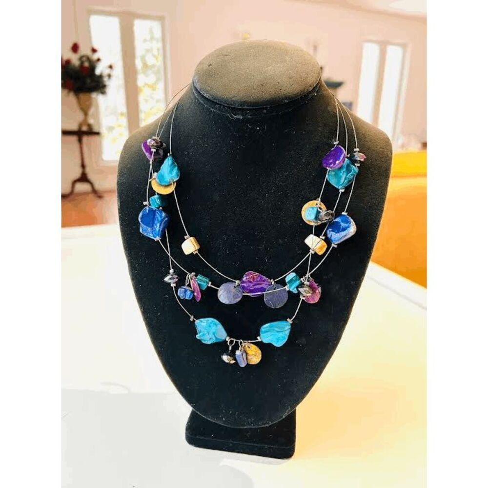 Vintage 90s Long Multistrand Funky Bohemian Necklace